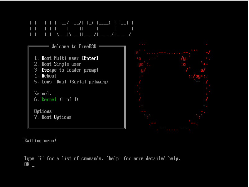 初次启动的 FreeBSD 系统