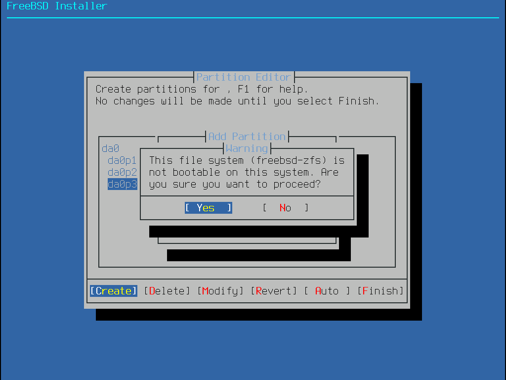 ZFS 分区警告
