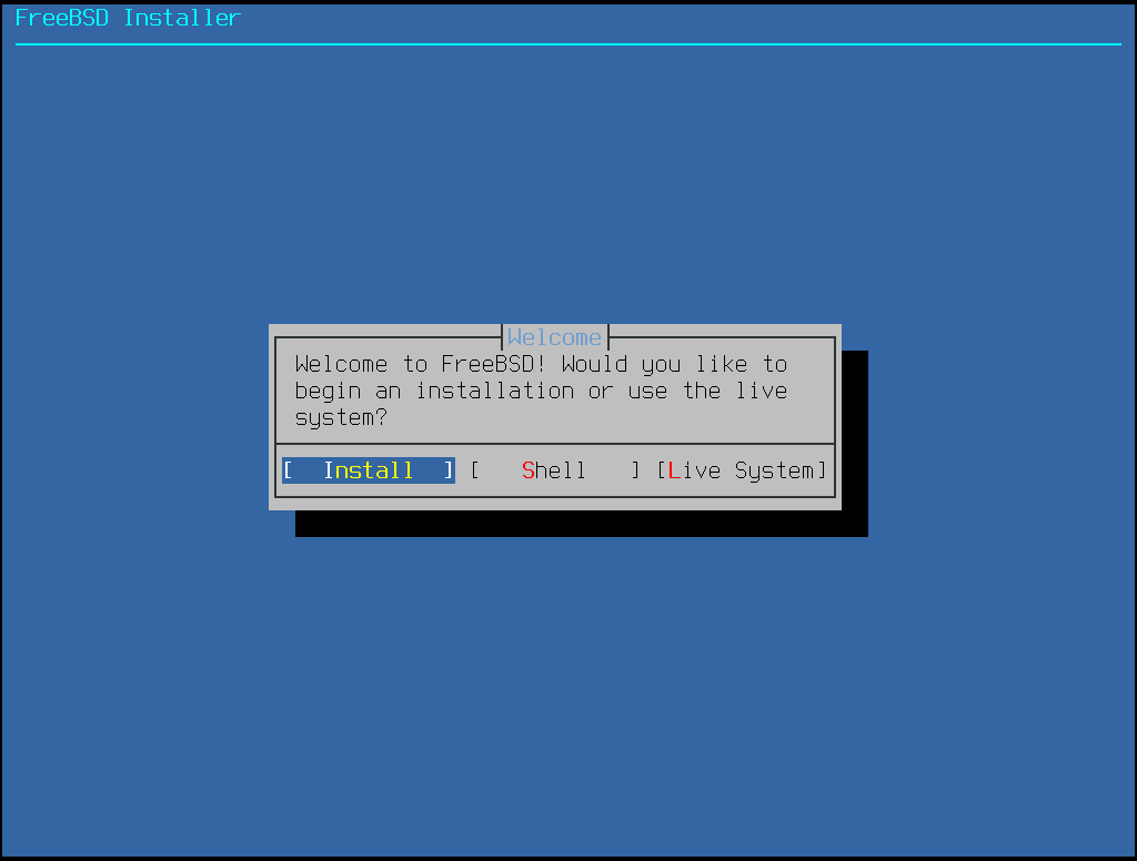 FreeBSD 安装程序的欢迎界面