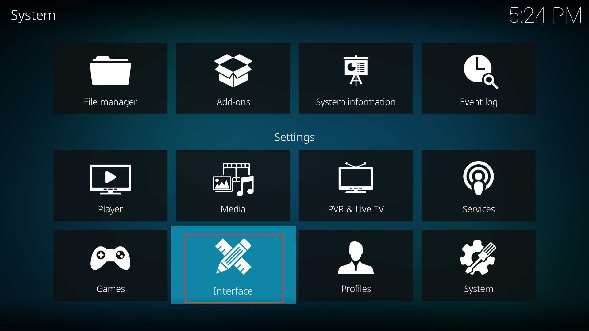 Kodi 设置界面