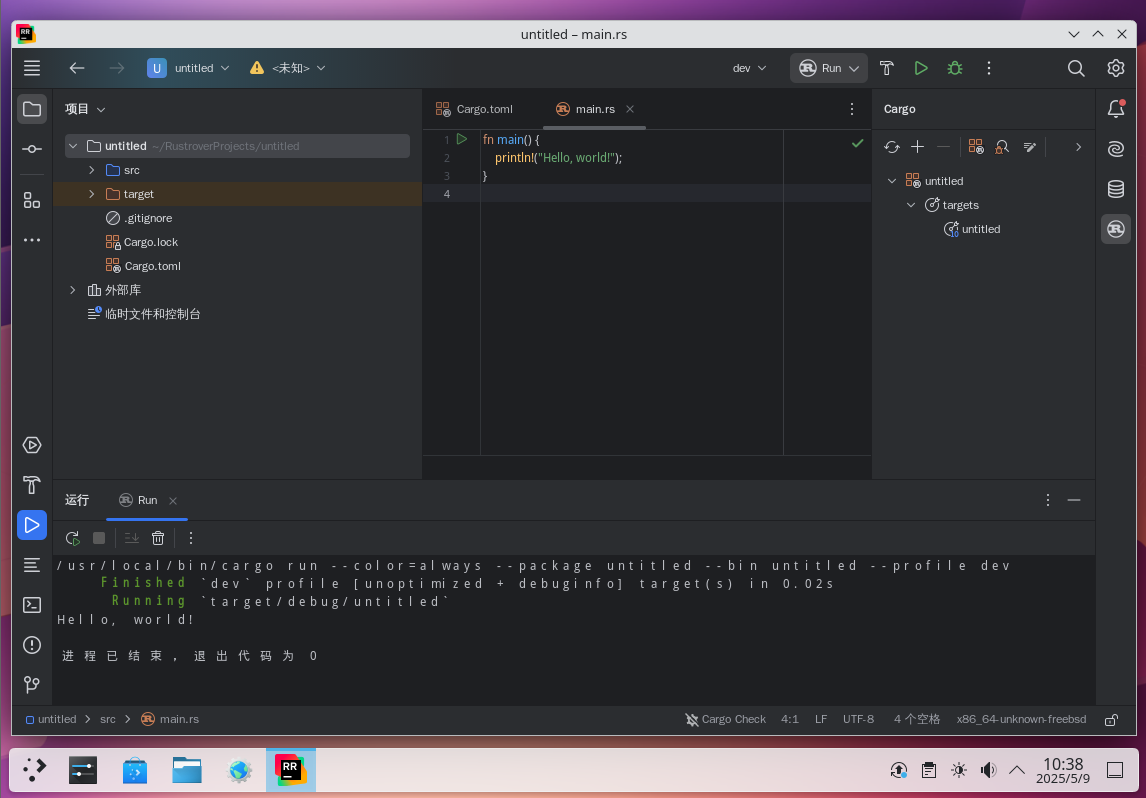 JetBrains Rust 开发环境界面示例