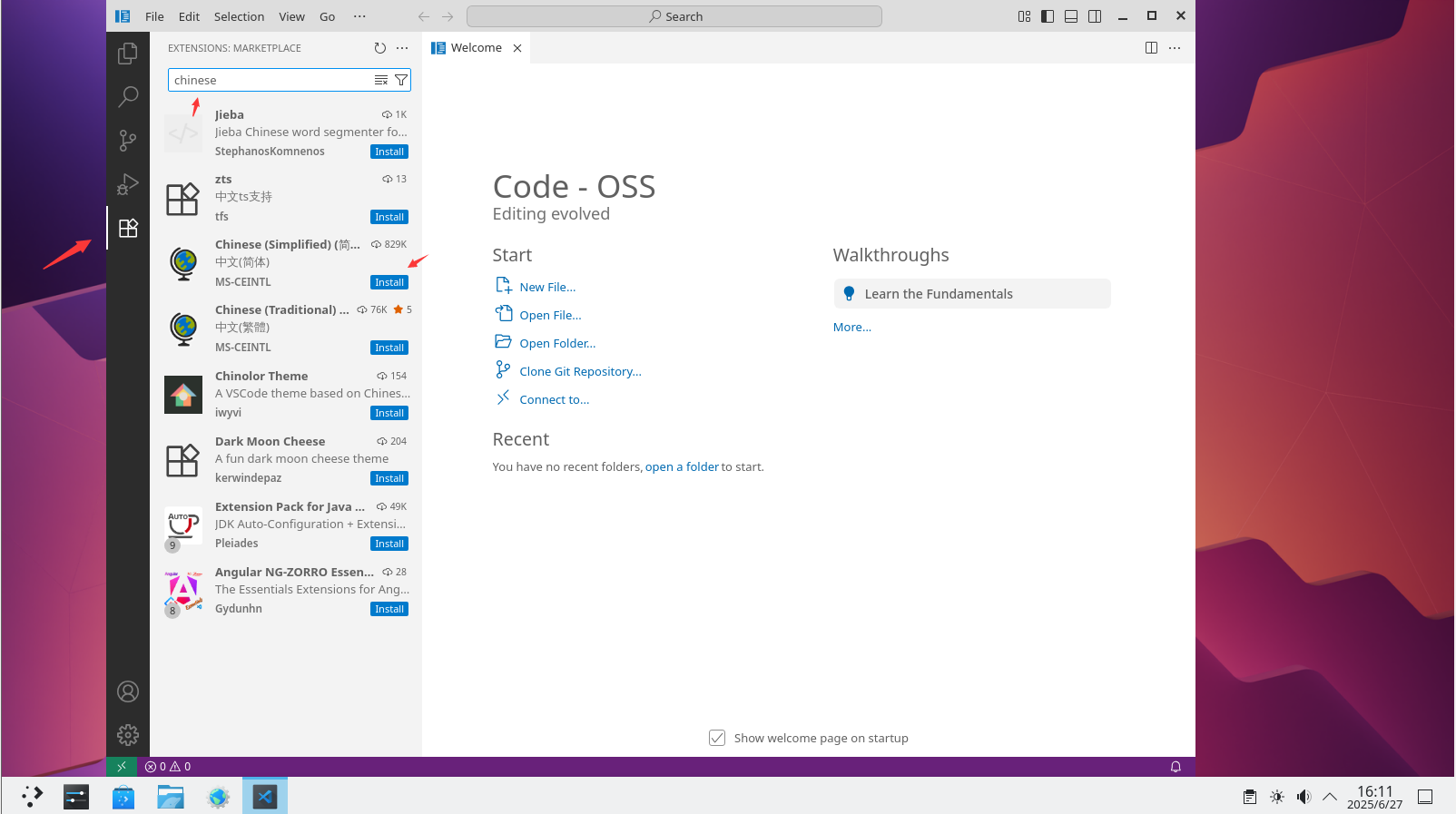 Code-OSS 设置中文环境